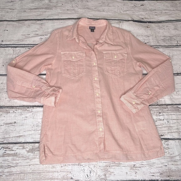 Patagonia Tops - Patagonia Organic Cotton Striped Long Sleeve Shirt Size S